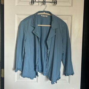 Business Casual Cropped Blazer Jacket Open Front Cotton Cardigan